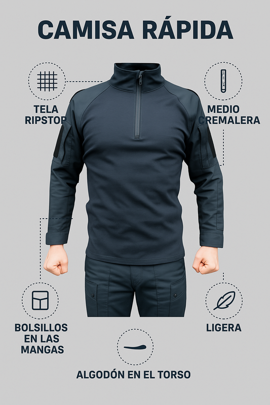 CAMISA TACTICA RAPIDA POLICIA MILITAR AIRSOFT AZUL