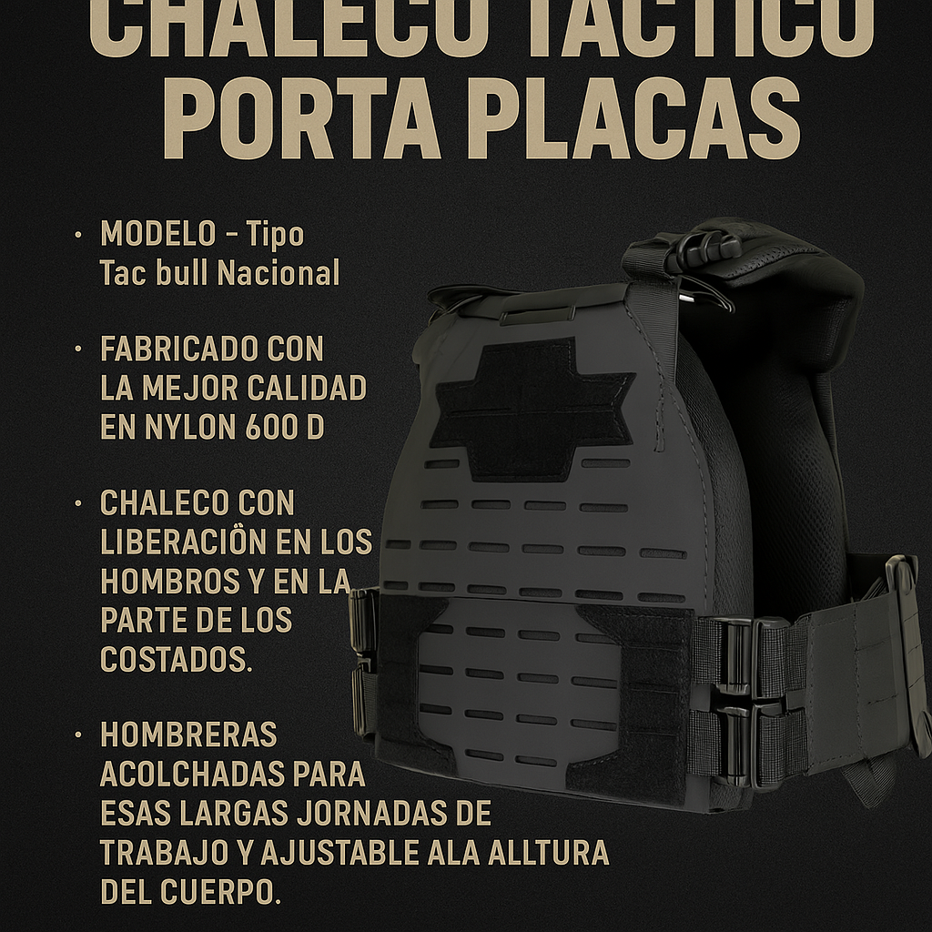 Chaleco Táctico Porta Placas – Modelo Tac Bull Nacional