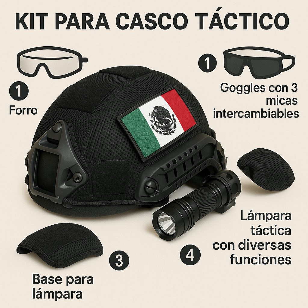 KIT PARA CASCO TACTICO BALISTICO O AIRSOFT
